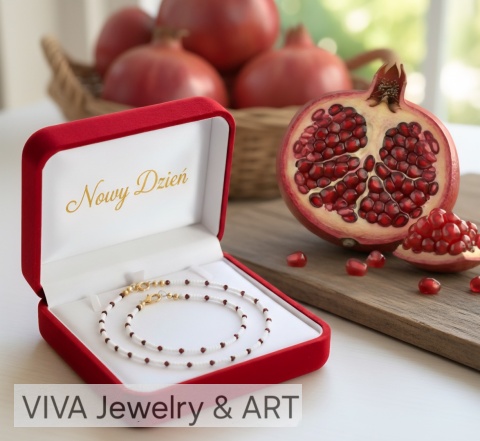 KOMPLET BIŻUTERII Z GRANATÓW