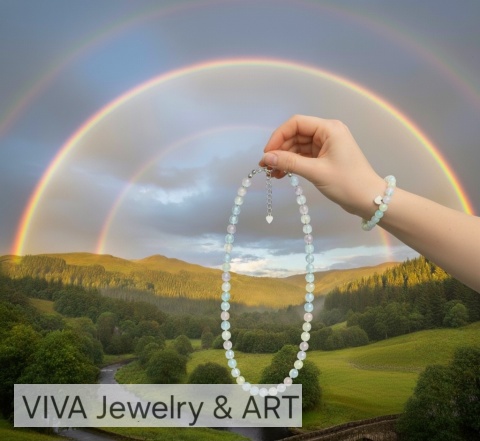 KOMPLET BIŻUTERII Z SELENITU I SREBRA