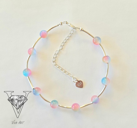 FIOLETOWA BRANSOLETKA Z BAIŁTMI KORALIKAMI DO VIVA JEWELRY & ART