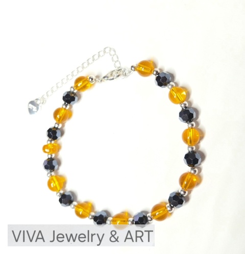 BRANSOLETKA ,,AURA SZCZĘŚCIA" Z CYTRYNU, HEMATYTÓW I SREBRA