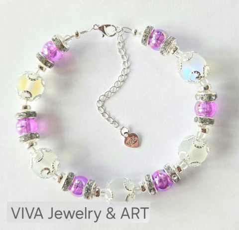 BRANSOLETKA ,,BLASK ZIMY" Z KAMIENIA KSIĘŻYCOWEGO I SREBRA