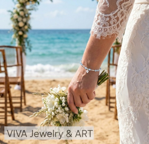 BRANSOLETKA Z AKWAMATYNU I SREBRA