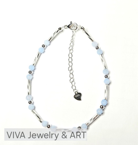 BRANSOLETKA ,,KLEJNOT ŚLUBNY" Z AKWAMARYNU I SREBRA