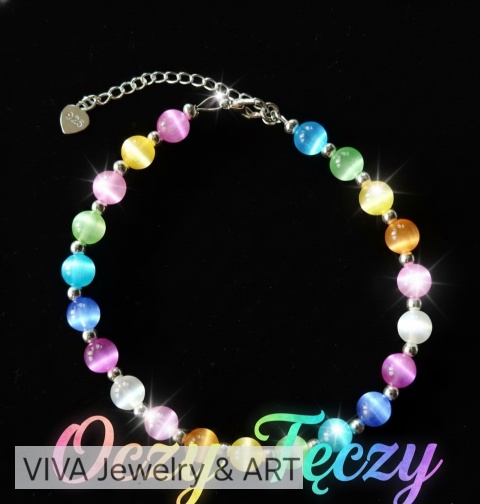 BRANSOLETKA Z KAMIENIA KOCIE OKO I SREBRA