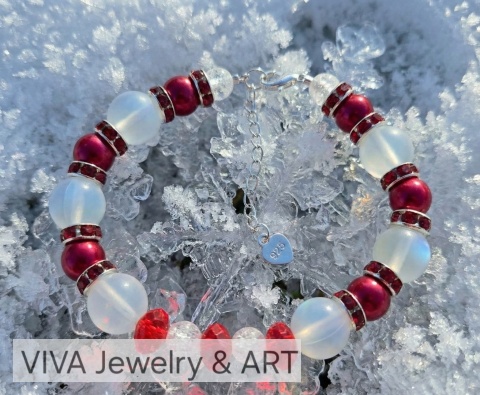 BRANSOLETKA Z KAMIENIA KSIĘŻYCOWEGO I SREBRA