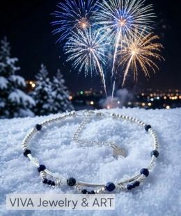 BRANSOLETKA Z LAPIS LAZULI I SREBRA