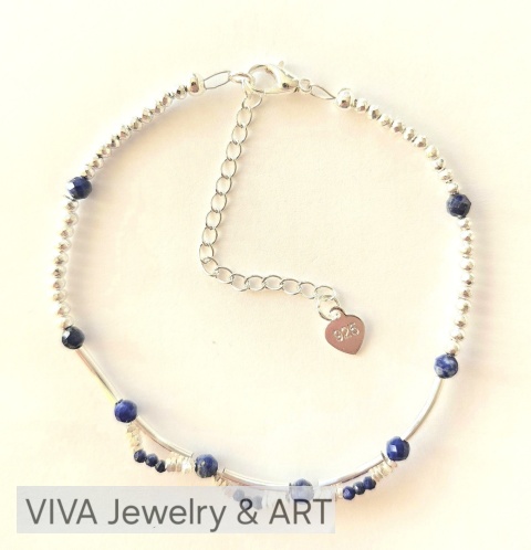 BRANSOLETKA ,,ZIMOWY BŁĘKIT" Z LAPIS LAZULI I SREBRA