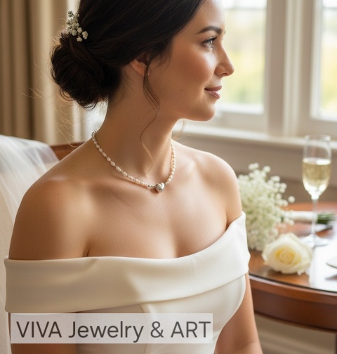 NASZYJNIK Z PEREŁ I SREBRA