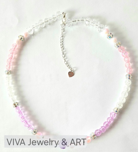 NASZYJNIK ,,FIOLET AURORA" Z AMETYSTU, SPEKTROLITU I SREBRA