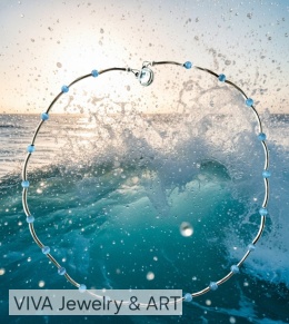 NASZYJNIK Z AKWAMARYNU I SREBRA