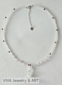 NATURAL RUBY & ROCK CRYSTAL NECKLACE 925 STERLING SILVER