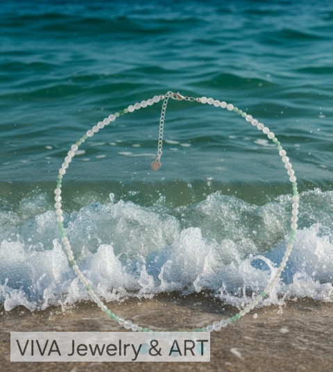 NASZYJNIK ZE SZMARAGDÓW AGATU I KRYSZTAŁU GÓRSKIEGO