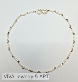 NASZYJNIK ,,WIECZNA OBLUBIENICA'' Z CYRKONI, PEREŁ I SREBRA POZŁACANEGO 18- KARATOWYM ZLOTEM