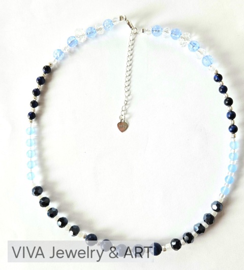 NASZYJNIK ,,ZIMOWA GŁĘBIA" Z LAPIS LAZULI, SREBRA I HEMATYTU