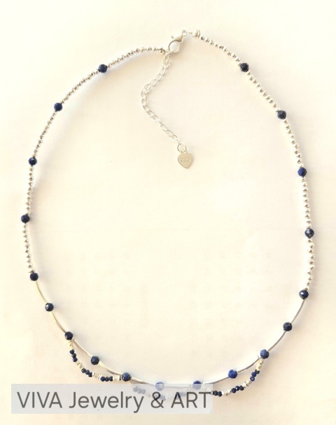 NASZYJNIK ,,ZIMOWY BŁĘKIT'' Z LAPIS LAZULI I SREBRA