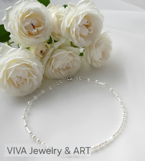 NASZYJNIK Z PEREŁ I SREBRA